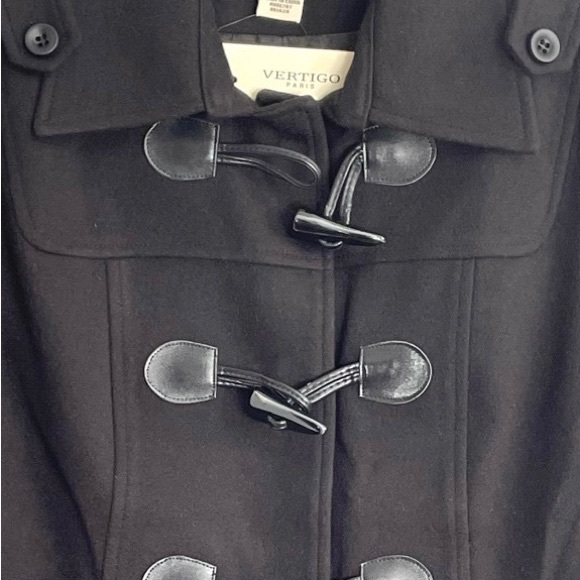 Vértigo Paris Women Classic Duffle Style Toggle Coat Size L Black Dry Clean - Picture 14 of 16